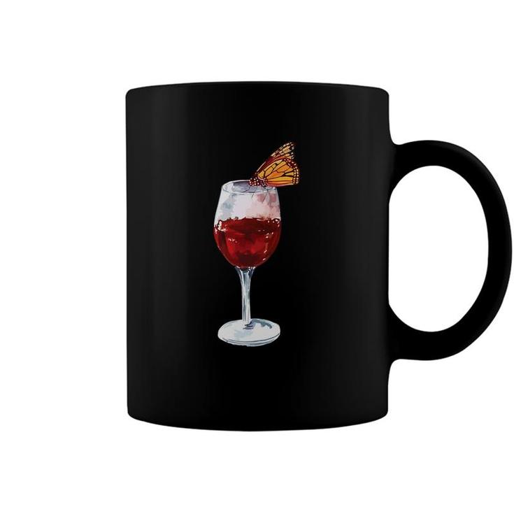 Red Wine Monarch Butterfly Alcohol Themed Gif Coffee Mug