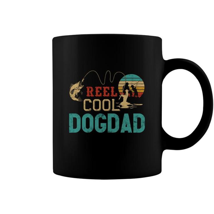 Reel Cool Dog Dad Vintage Funny Fishing Rod Gifts For Dogdad   Coffee Mug
