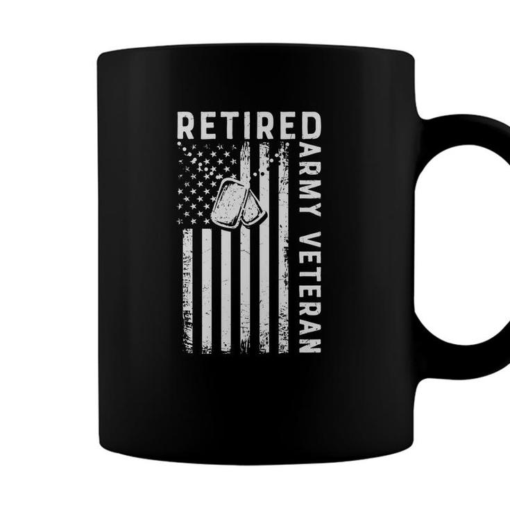 Retired Army Veteran 2022 White Black Flag Coffee Mug