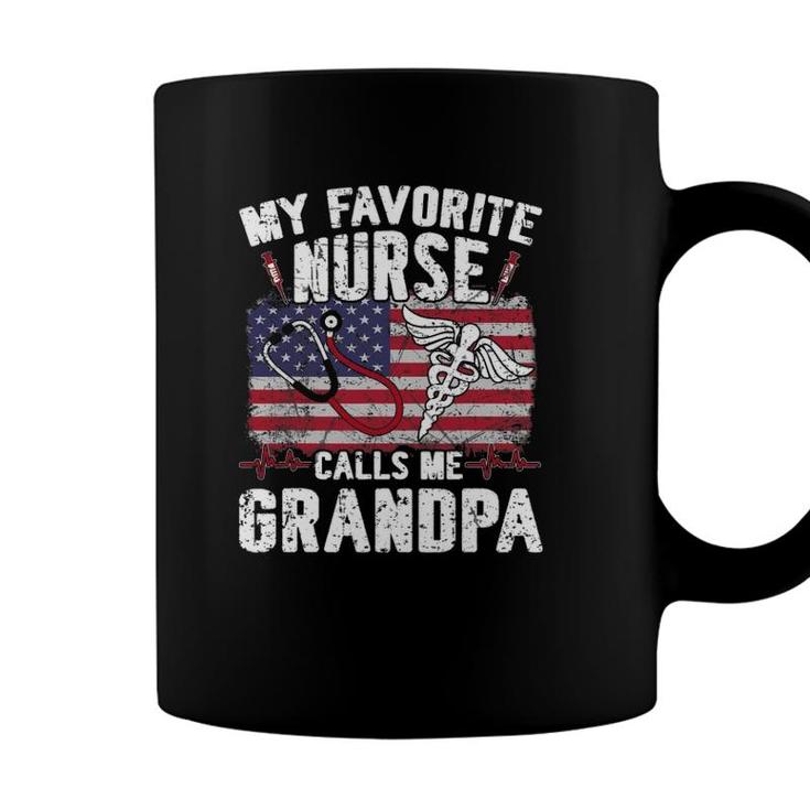 Retro My Favorite Nurse Calls Me Grandpa Fathers Day Gift Coffee Mug