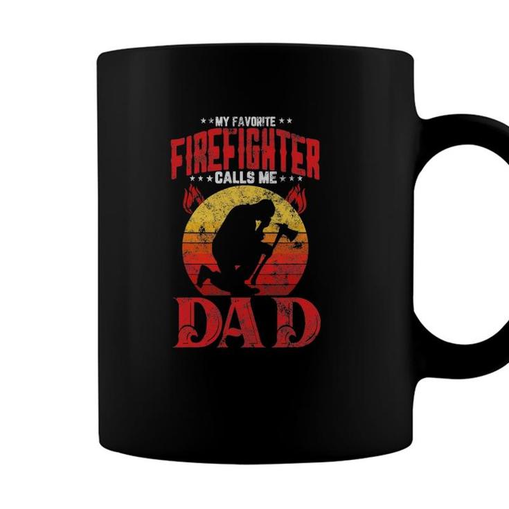 Retro Style My Favorite Firefighter Calls Me Dad Fathers Day Coffee Mug