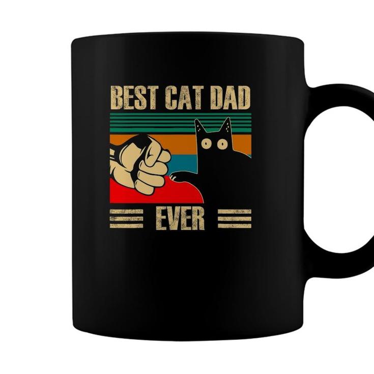 Retro Vintage Best Cat Dad Ever Funny Black Cat Fist Pump Coffee Mug