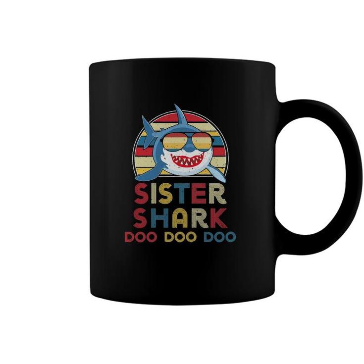 Retro Vintage Sister Sharks Gift For Kids Girls Coffee Mug