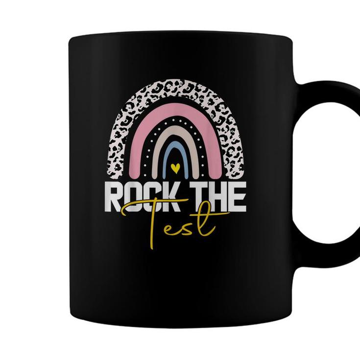 Rock The Test Test Day Teacher Testing Day Rainbow Teacher  Coffee Mug