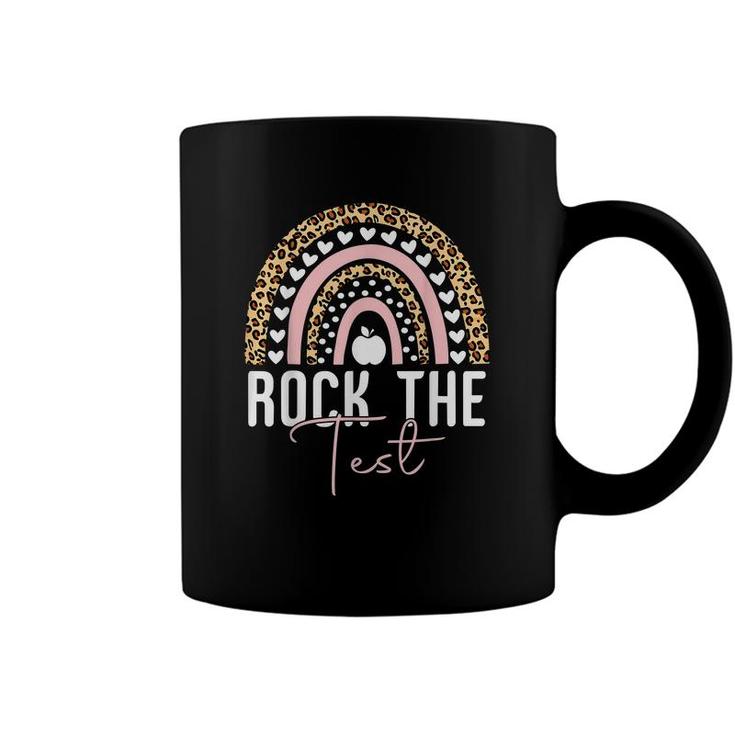 Rock The Test Test Day Teacher Testing Day Rainbow Teacher  Coffee Mug