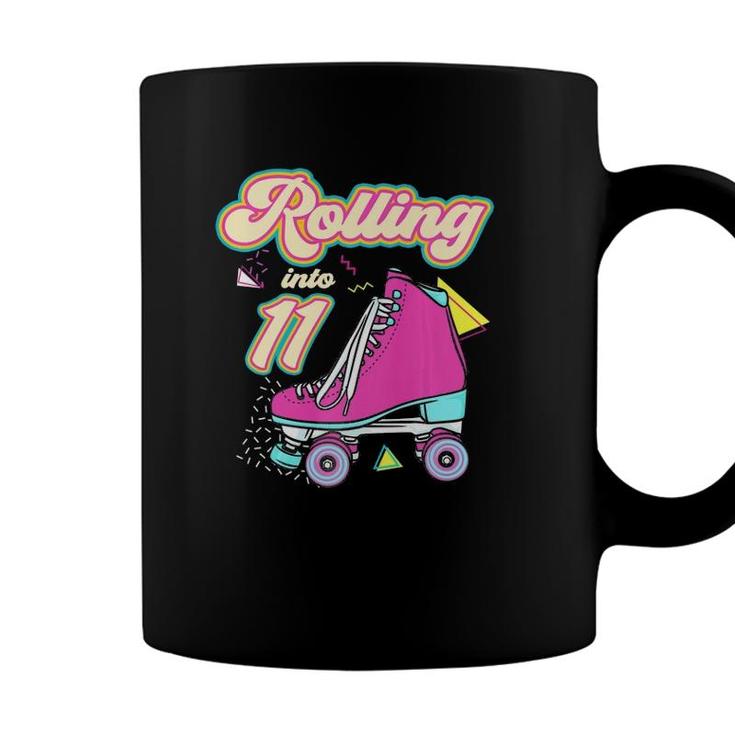 Rolling Into 11 Years Old Roller Skate 11Th Birthday Girl  Coffee Mug