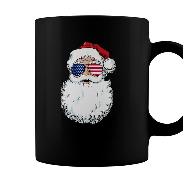 Santa Claus Patriotic Usa Sunglasses Christmas In July Santa Coffee Mug
