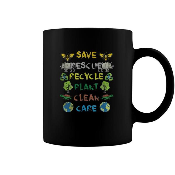 Save Bees Rescue Animals Recycle Plastic Earth Day Version Coffee Mug