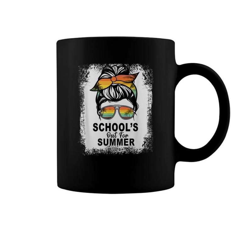 Schools Out For Summer Last Day Of School Teacher Messy Bun  Coffee Mug