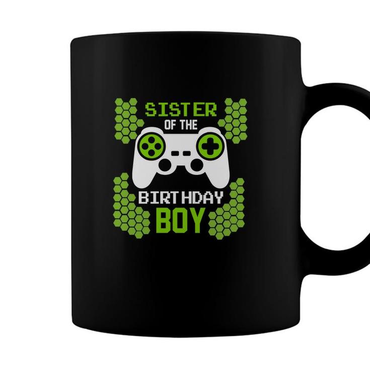 Sister Of The Birthday Boy Matching Video Gamer Green Coffee Mug