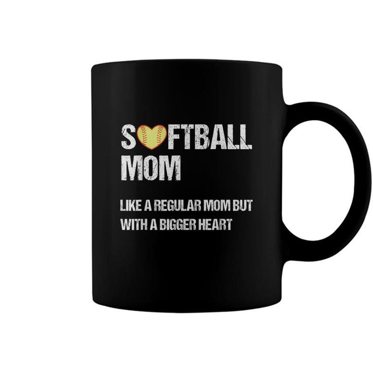 Softball Mom Like Regular Mom But With Bigger Heart Mothers  Coffee Mug