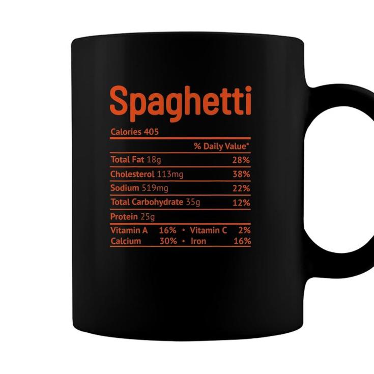 Spaghetti Nutrition Facts Funny Thanksgiving Christmas Food Coffee Mug