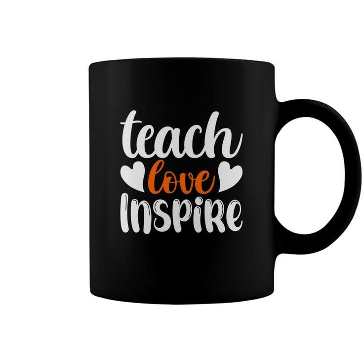 Teach Love Inspire Orange White Teacher Coffee Mug