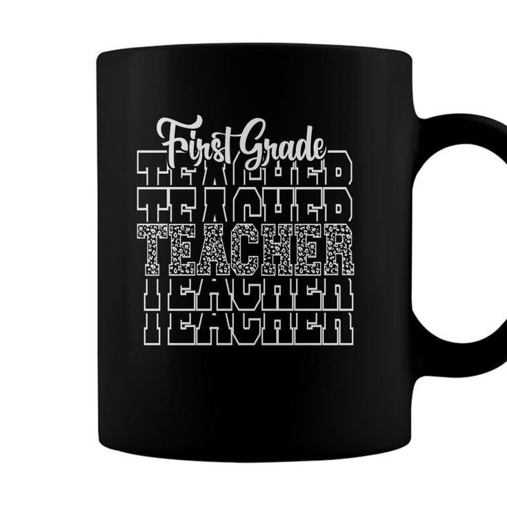 Teacher First Grade Leopard White First Grade Teacher Back To School Coffee Mug
