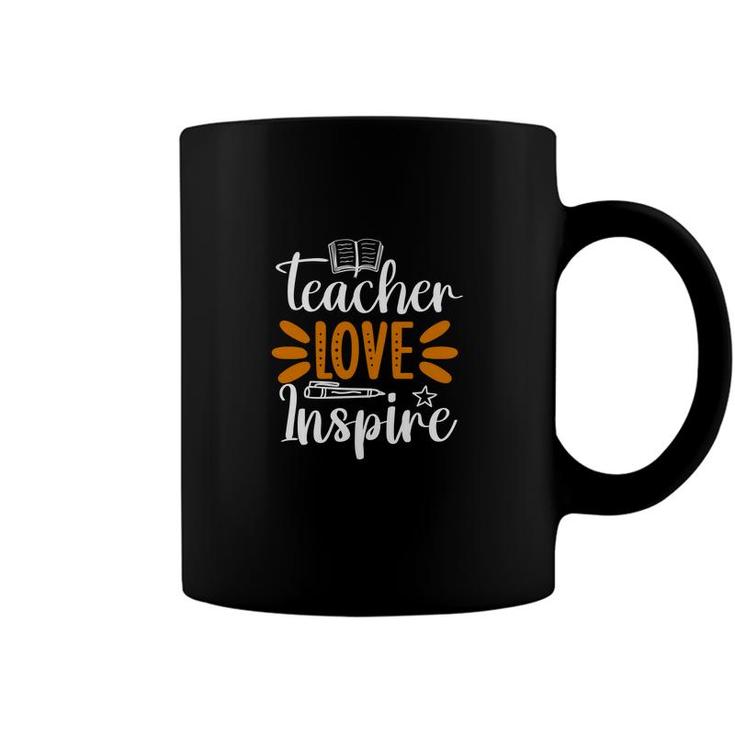 Teacher Love Inspire Graphic Orange White Coffee Mug