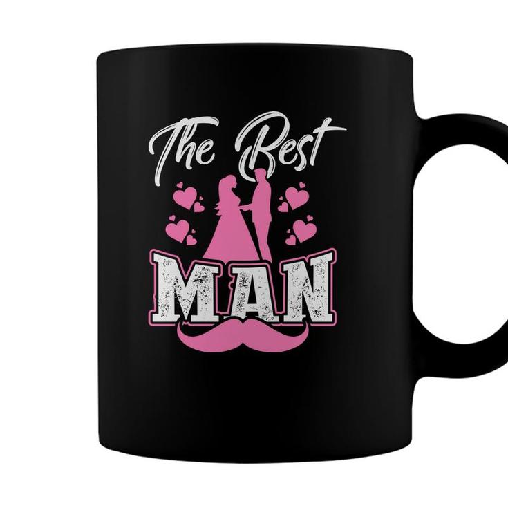 The Best Man Groom Bachelor Party Pink White Coffee Mug
