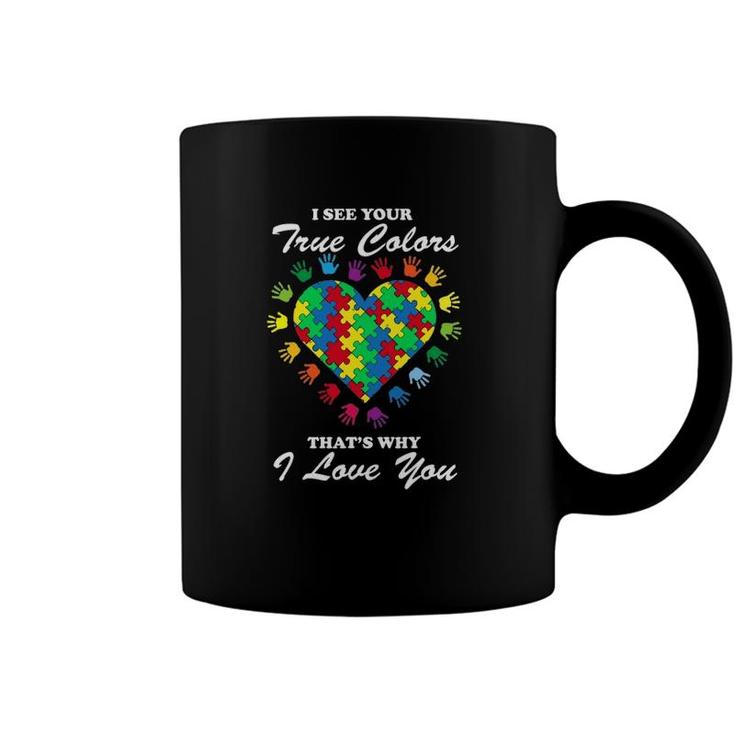 True Colors Heart Puzzle Cool Autism Awareness Gift Coffee Mug