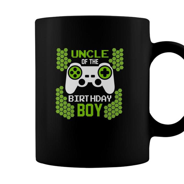 Uncle Of The Birthday Boy Matching Video Gamer Green Coffee Mug