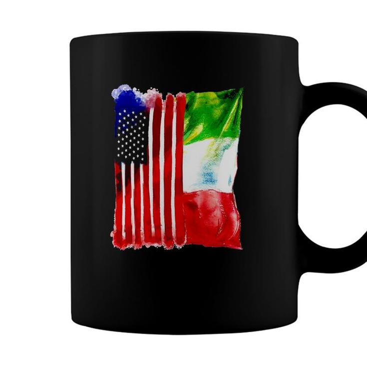 Usa Italy Flag Half American Half Italian Roots Coffee Mug