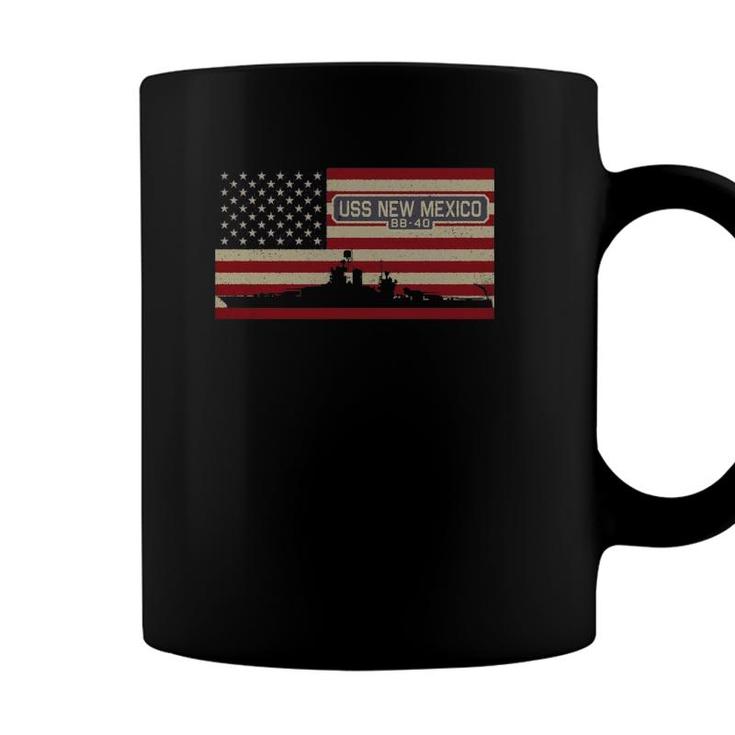 Uss New Mexico Bb-40 Battleship Gift Usa American Flag Coffee Mug