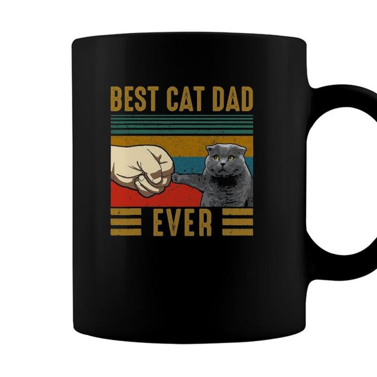 Vintage Best Cat Dad Ever Fathers Day Scottish Fold Cat Coffee Mug