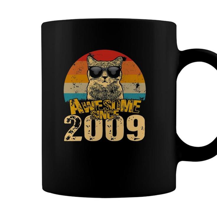 Vintage Distressed Awesome Since 2009 13 Years Old Cat Mom Coffee Mug