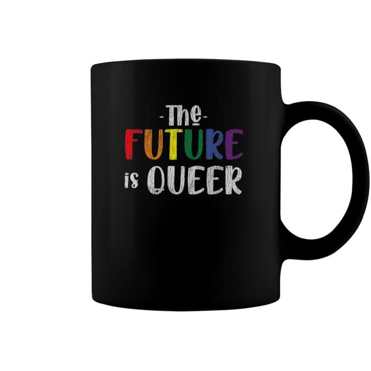 Vintage Rainbow The Future Is Queer Pride Lesbian Gay Lgbtq Coffee Mug