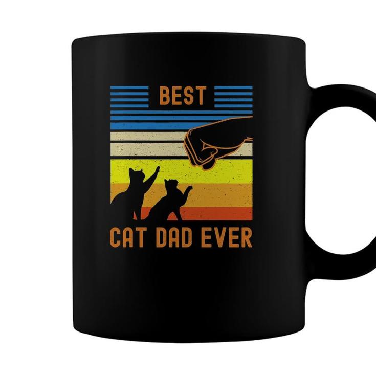 Vintage Retro Best Cat Dad Ever Fist Bump For Fur Daddies Coffee Mug