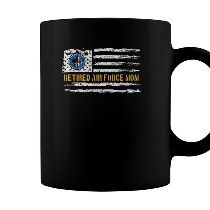 Vintage Usa American Flag Proud Retired Us Air Force Mom Coffee Mug