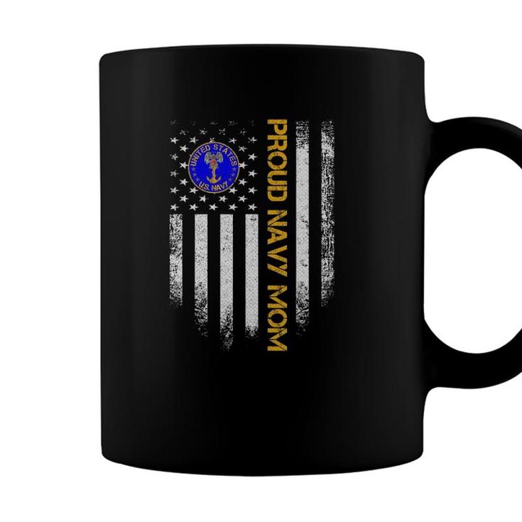 Vintage Usa American Flag Proud Us Navy Veteran Mom Funny Coffee Mug