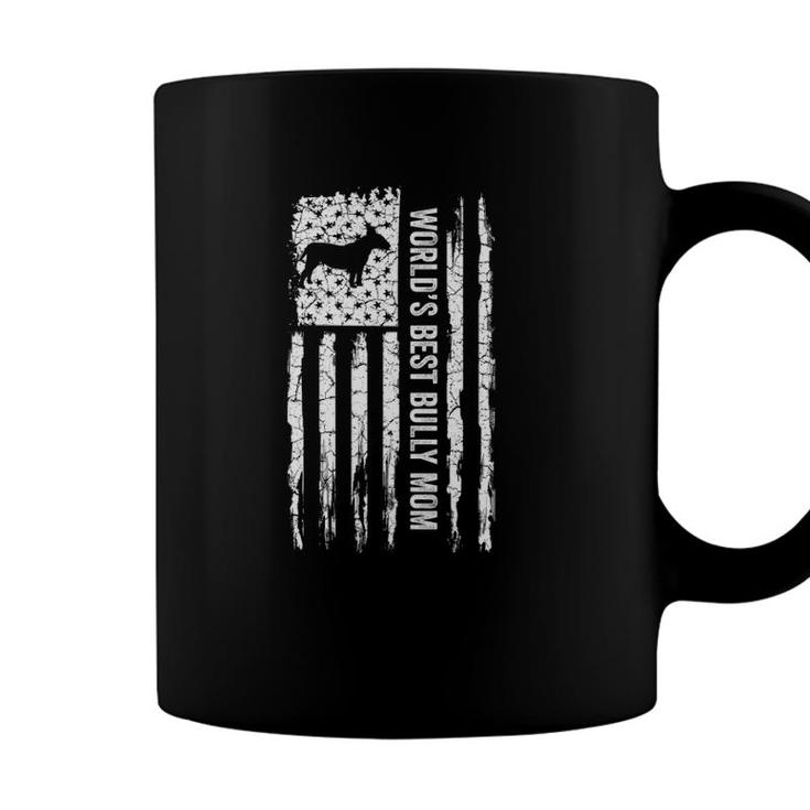 Vintage Usa American Flag Worlds Best Bully Mom Silhouette Coffee Mug