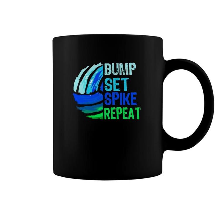 Volleyball Bump Set Spike Repeat Blue Green For Teenagers Coffee Mug