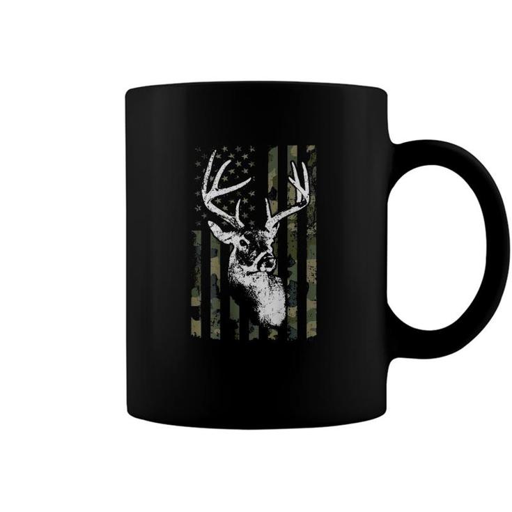 Whitetail Buck Deer Hunting Usa Camouflage Flag - On Back Coffee Mug