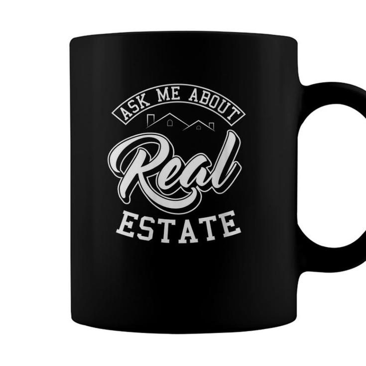 Womens Ask Me About Real Estate Agent Broker Property V-Neck Coffee Mug