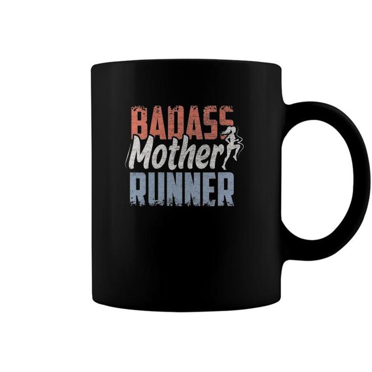 Womens Badass Mother Runner Funny Running & Cardio Gift V-Neck Coffee Mug