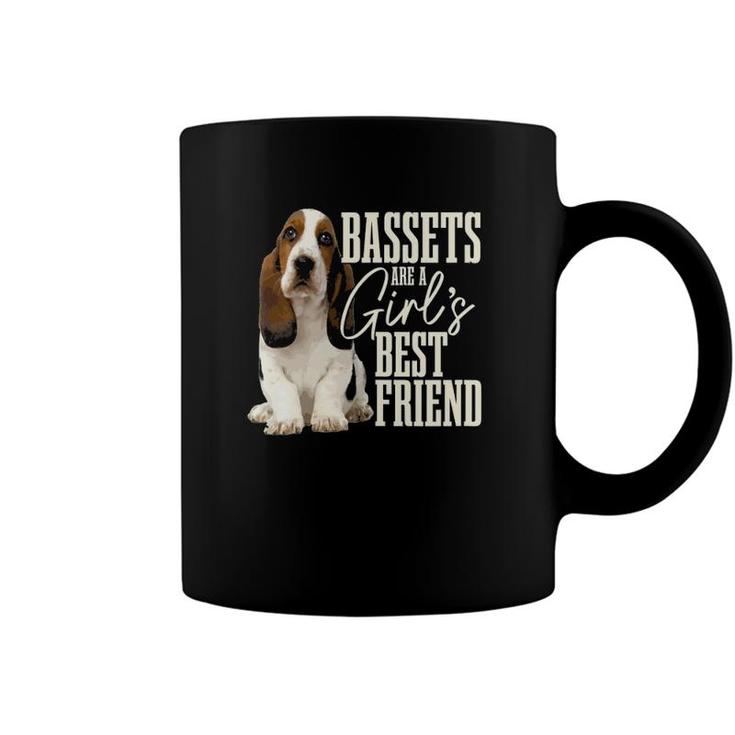 Womens Bassets Are A Girls Best Friend Funny Dog Basset Hound Mom Coffee Mug