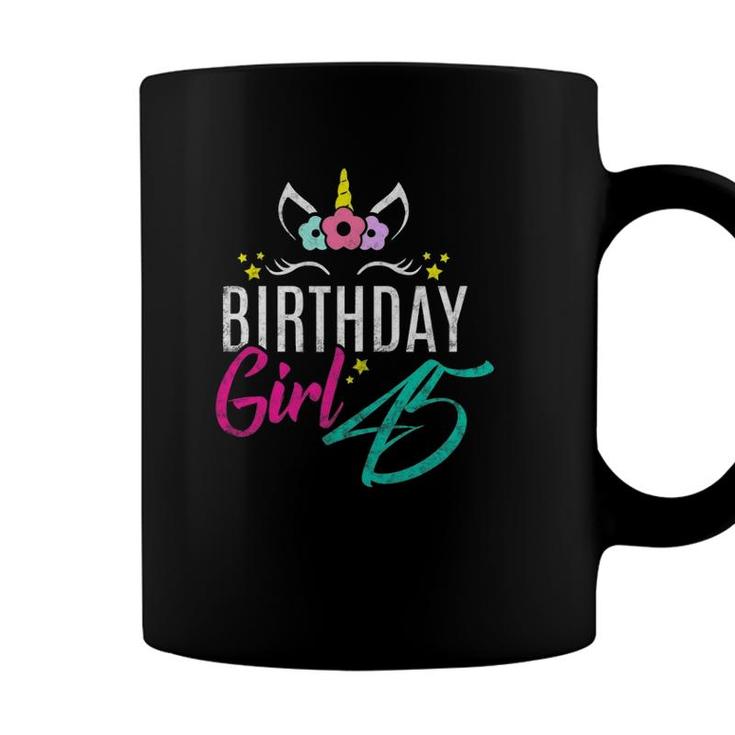 Womens Birthday Girl 45 Years Old Gift Cute Unicorn Face 45Th Bday Coffee Mug