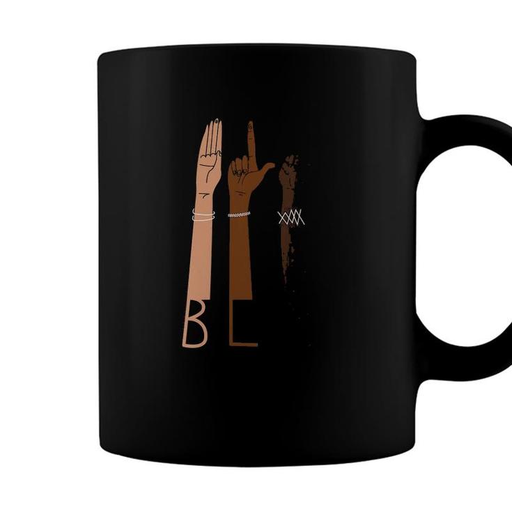 Womens Blm Design With Asl Sign Language Hands Black Lives Matter Coffee Mug