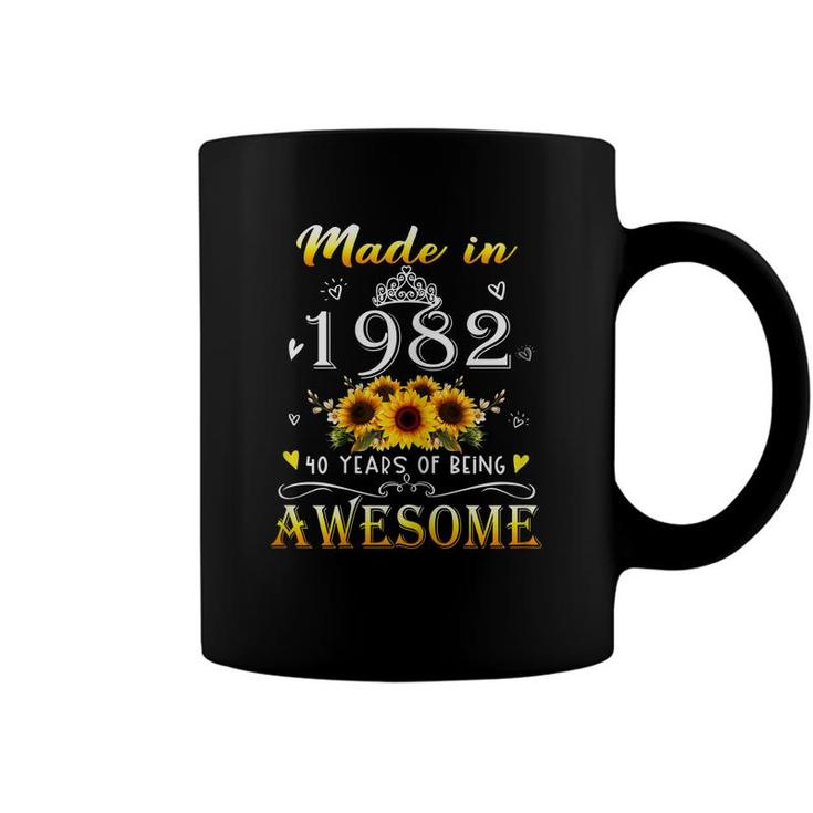 Womens Made In 1982 Sunflower 40Th B-Day 40 Years Of Being Awesome  Coffee Mug