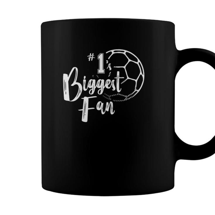 Womens Number 1S Biggest Fan  Soccer Player Mom Dad Family Coffee Mug