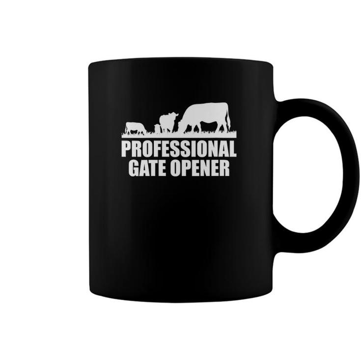 Womens Professional Gate Opener Cow Apparel V-Neck Coffee Mug