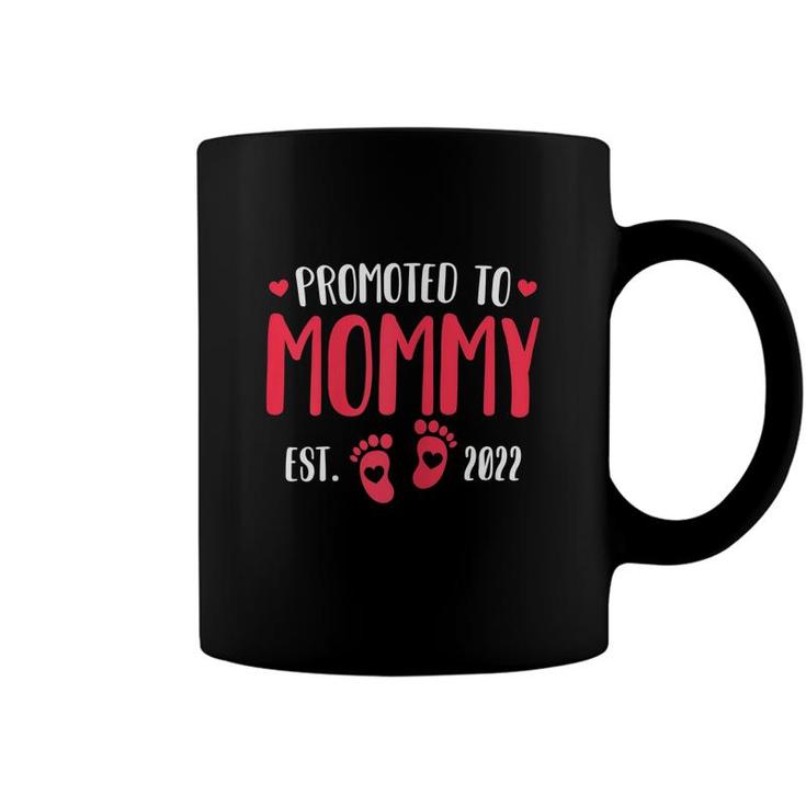 Womens Promoted To Mommy 2022 Pregnancy Reveal New Mom  Coffee Mug