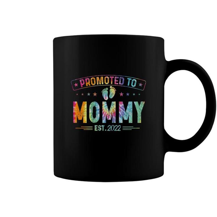 Womens Promoted To Mommy 2022 Tie Dye First Time Mothers New Mom  Coffee Mug