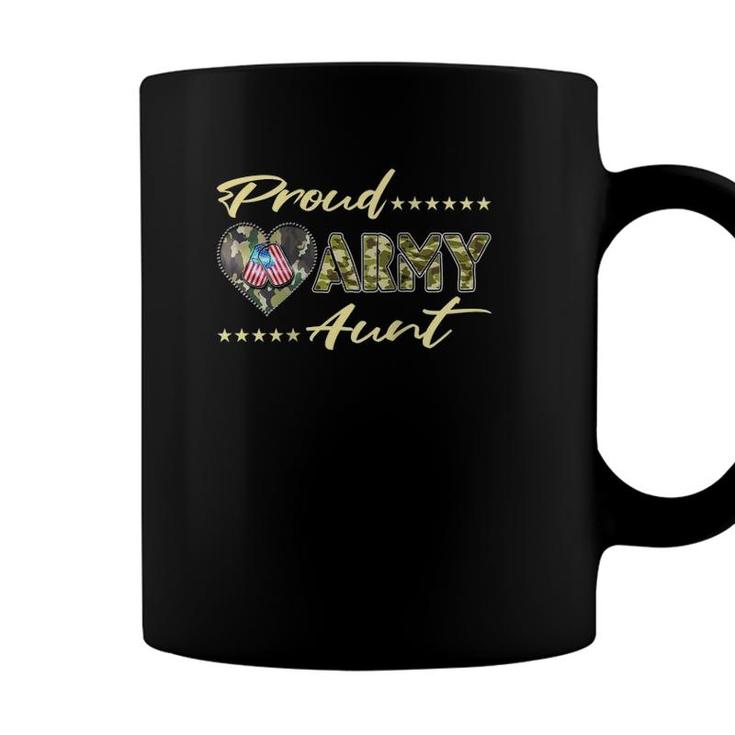 Womens Proud Army Aunt Us Flag Dog Tags Military Auntie Family Gift Raglan Baseball Tee Coffee Mug