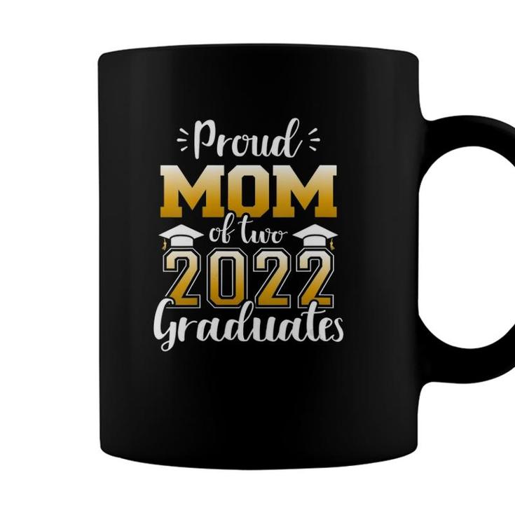 Womens Proud Mom Of Two Class Of 2022 Graduates Twins Graduation V-Neck Coffee Mug