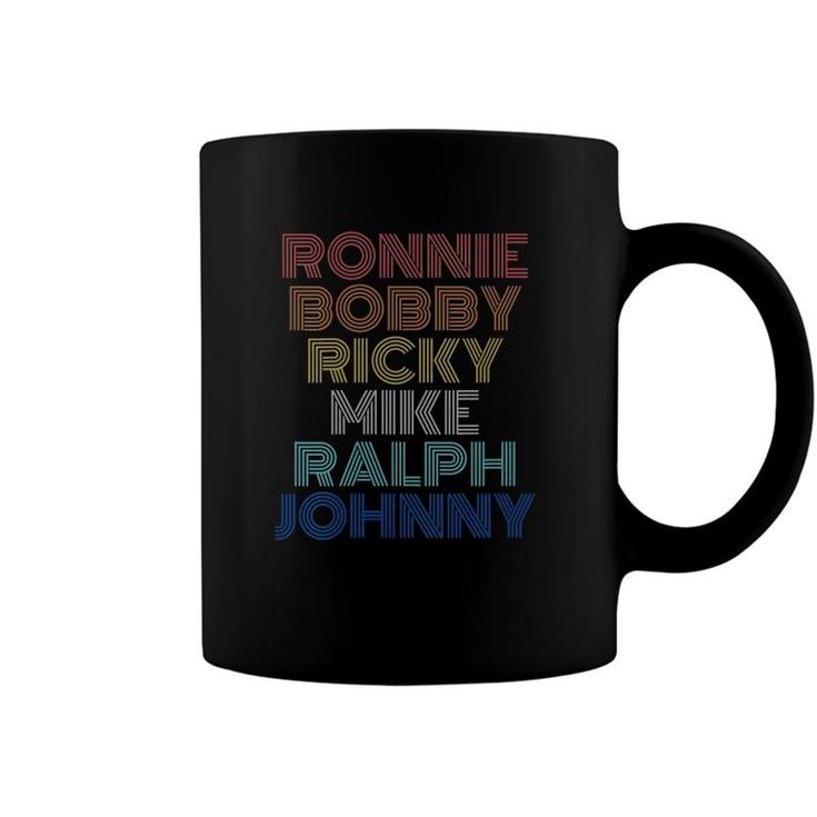 Womens Retro Vintage Ronnie Bobby Ricky Mike Ralph And Johnny V-Neck Coffee Mug