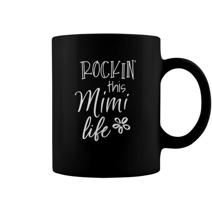 Womens Rockin This Life Cute Mimi Graphic Gift From Grandkids V-Neck Coffee Mug