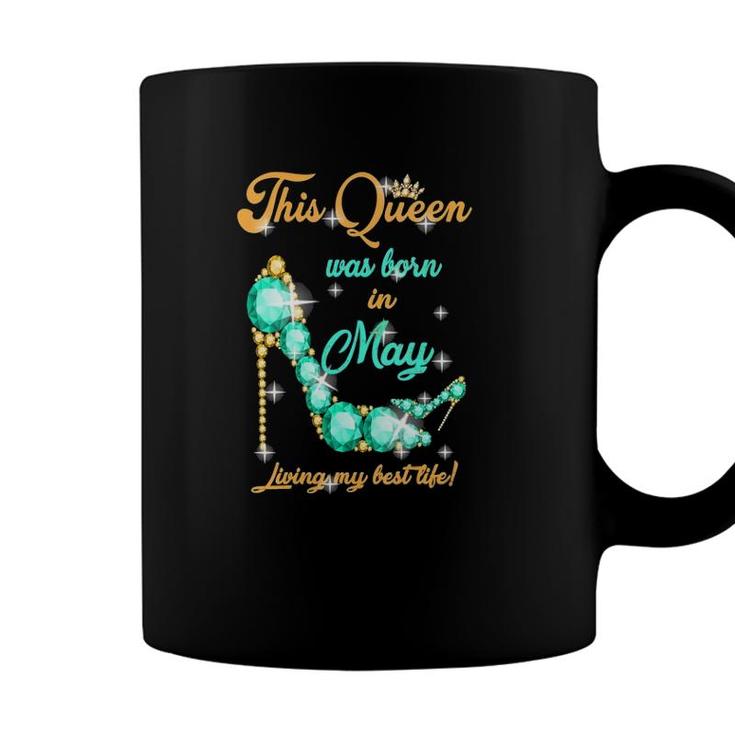 Womens This Queen Was Born In May V-Neck Coffee Mug