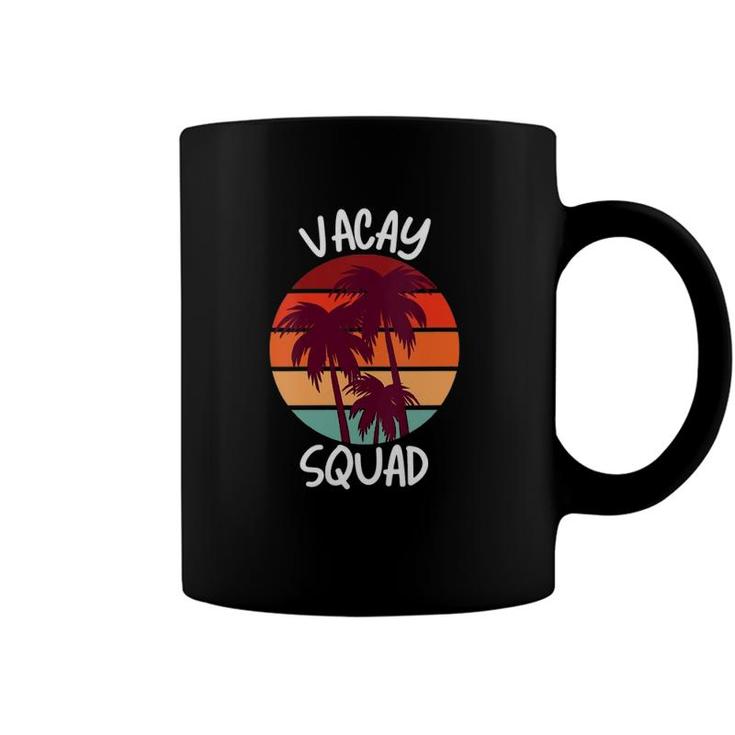 Womens Vacay Squad Summer Vacation Family Friends Trip Palm Trees V-Neck Coffee Mug