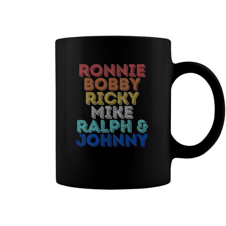 Womens Vintage Retro Ronnie Bobby Ricky Mike Ralph And Johnny V-Neck Coffee Mug